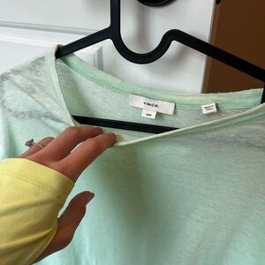 Vince Light Green Linen Long Sleeve Top